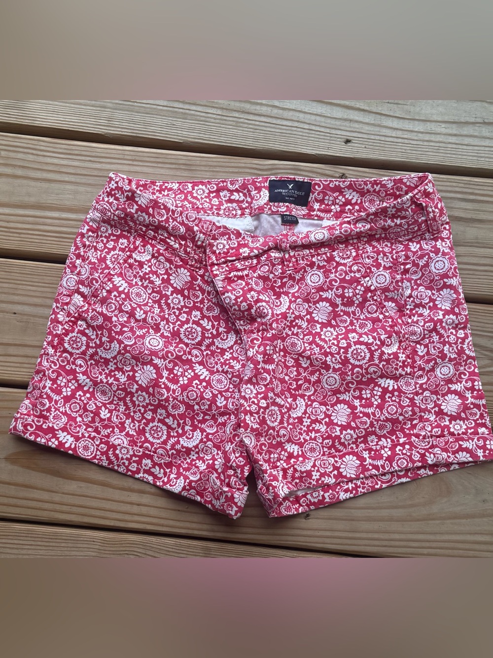 American Eagle Outfitters Pink Floral High-Waist Shorts